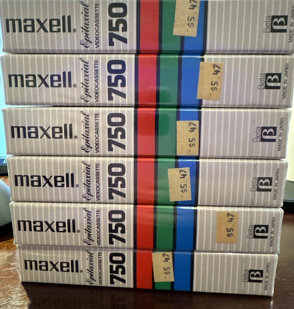 Maxell Epitaxial Beta Videocassettes L-750 New Sealed - Lot of 6